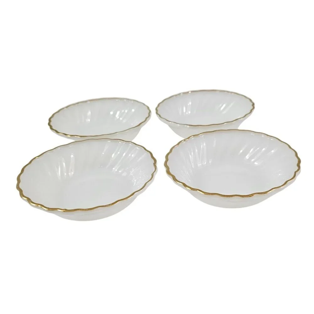 Anchor Hocking Fire King Milk Glass Custard Dessert Appetizer Bowls – Set of 4